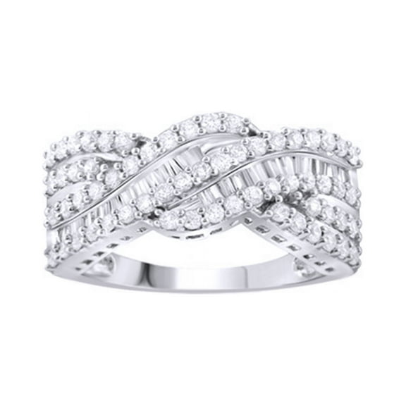 AFFY White Natural Diamond Fashion Ring In 10k White Gold (1 Cttw)