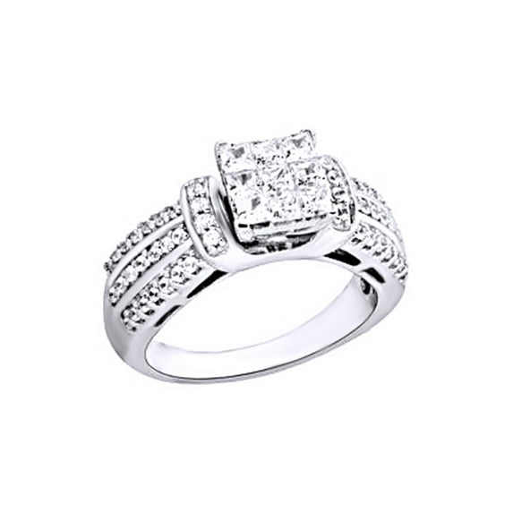 AFFY White Natural Diamond Fashion Ring In 10k White Gold (1 Cttw)