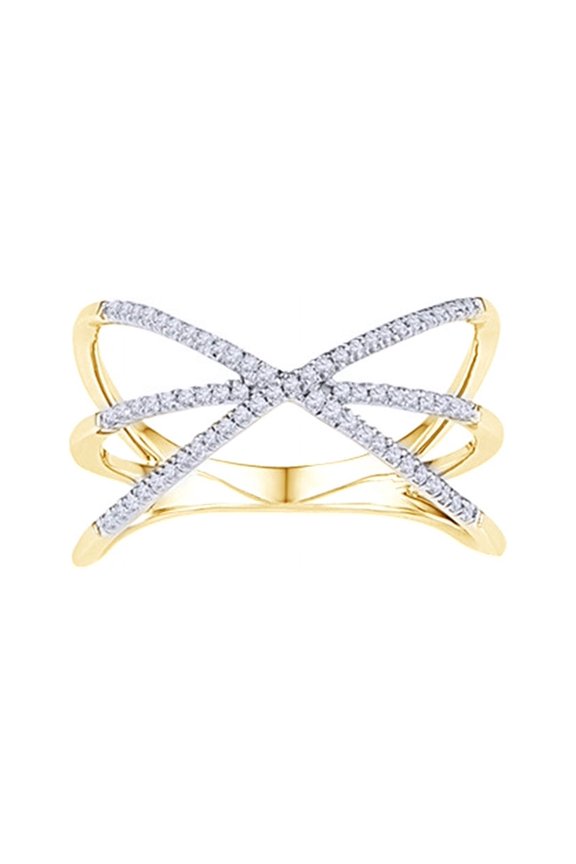 White Natural Diamond Fashion Ring In 10k Yellow Gold (0.2 Cttw)