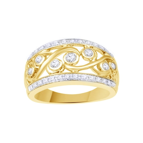 AFFY White Natural Diamond Fashion Ring In 10k Yellow Gold (0.33 Cttw)