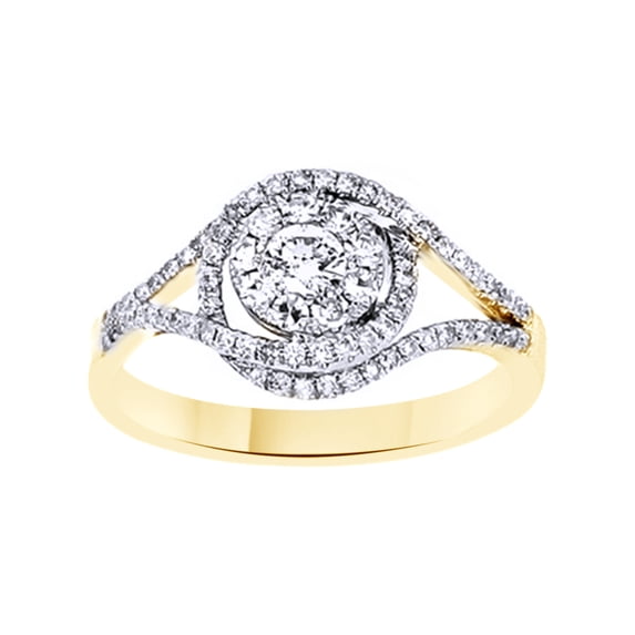 AFFY White Natural Diamond Fashion Ring In 10k Yellow Gold (0.5 Cttw)
