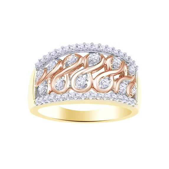 AFFY White Natural Diamond Fashion Ring In 10k Yellow Gold (0.5 Cttw)