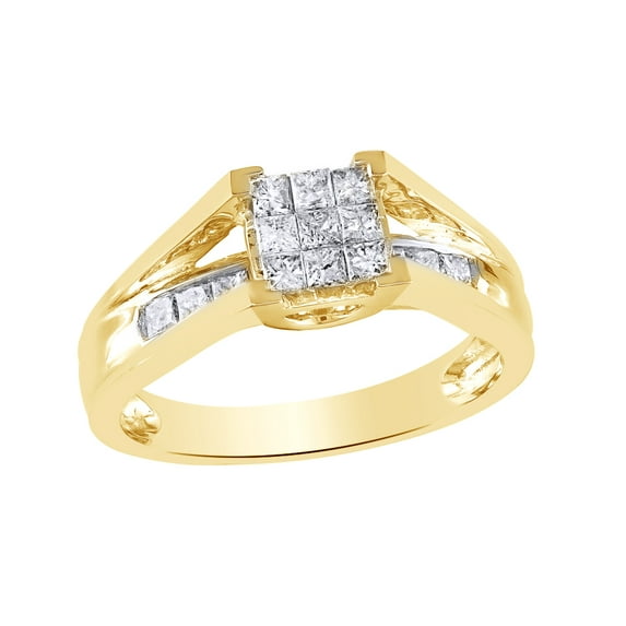 AFFY White Natural Diamond Fashion Ring In 10k Yellow Gold (0.5 Cttw)