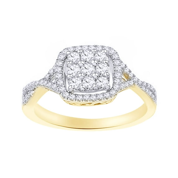 AFFY White Natural Diamond Fashion Ring In 10k Yellow Gold (0.5 Cttw)