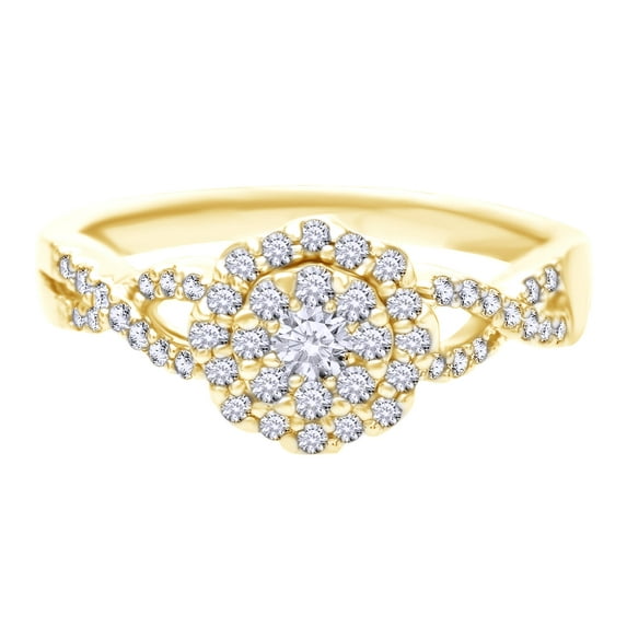 AFFY White Natural Diamond Fashion Ring In 10k Yellow Gold (0.5 Cttw)