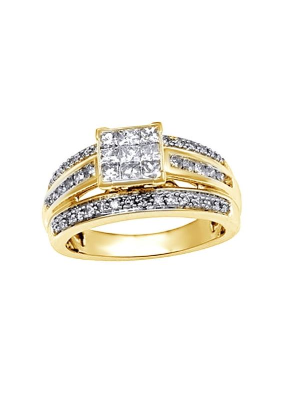 White Natural Diamond Fashion Ring In 10k Yellow Gold (1 Cttw)
