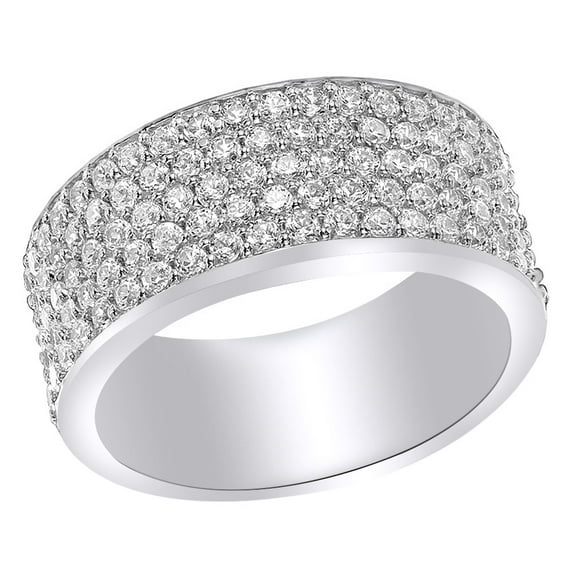 AFFY White Natural Diamond Five Row Fashion Engagement Ring in 10K White Gold (1 cttw)