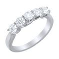 thumbnail image 1 of AFFY White Natural Diamond Five Stone Anniversary Band Ring in 14k White Gold (1 Cttw) Ring Size : 8.5, 1 of 1