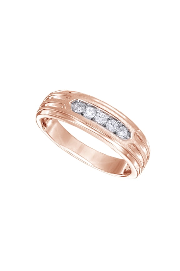 White Natural Diamond Five-Stone Band Ring In 10k Rose Gold (0.25 Cttw)
