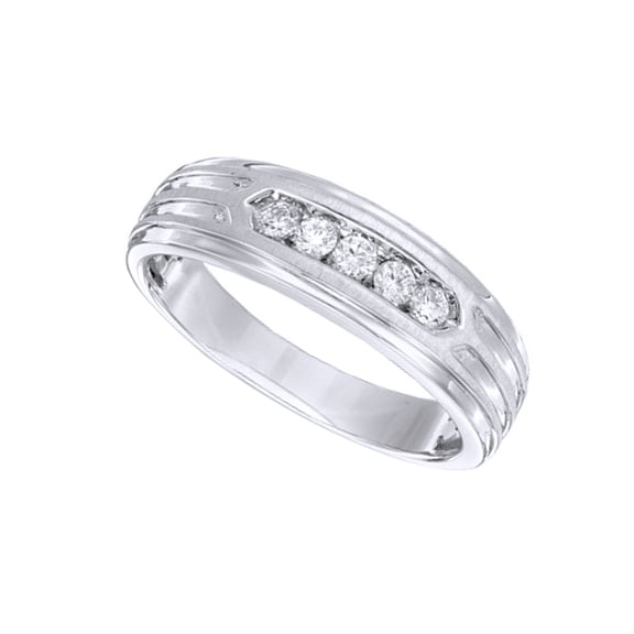 AFFY White Natural Diamond Five-Stone Band Ring In 10k White Gold (0.25 Cttw)