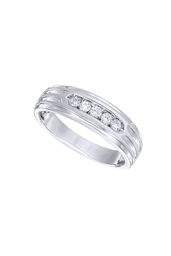 White Natural Diamond Five-Stone Band Ring In 10k White Gold (0.25 Cttw)