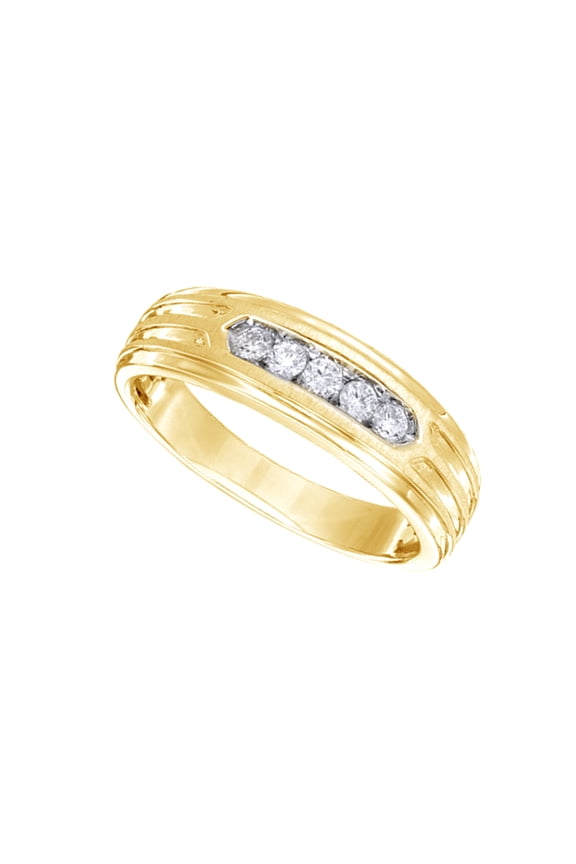 White Natural Diamond Five-Stone Band Ring In 10k Yellow Gold (0.25 Cttw)