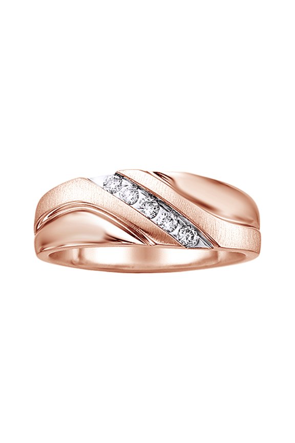 White Natural Diamond Five-Stone Wedding Band Ring In 10k Rose Gold (0.2 Cttw)