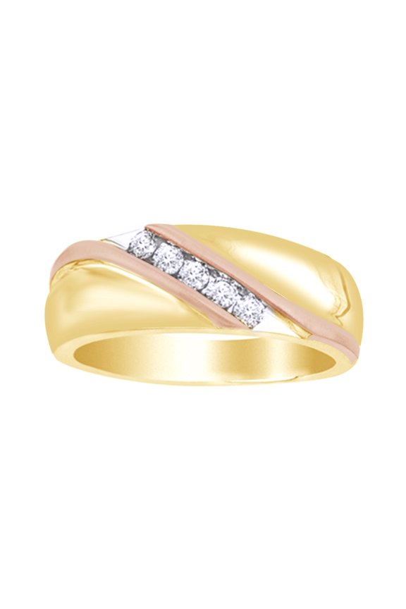 White Natural Diamond Five-Stone Wedding Band Ring In 10k Yellow Gold (0.25 Cttw)