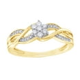 thumbnail image 1 of White Natural Diamond Flower Cluster Loop Ring in 10k Yellow Gold (0.2 Cttw), 1 of 1