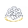 thumbnail image 1 of AFFY White Natural Diamond Flower Frame Split Shank Ring in 10K Yellow Gold (1 cttw), 1 of 1