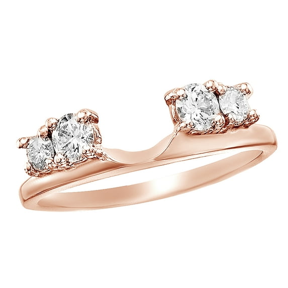 AFFY White Natural Diamond Four Stone Solitaire Enhancer Ring in 14k Rose Gold (0.2 Cttw)