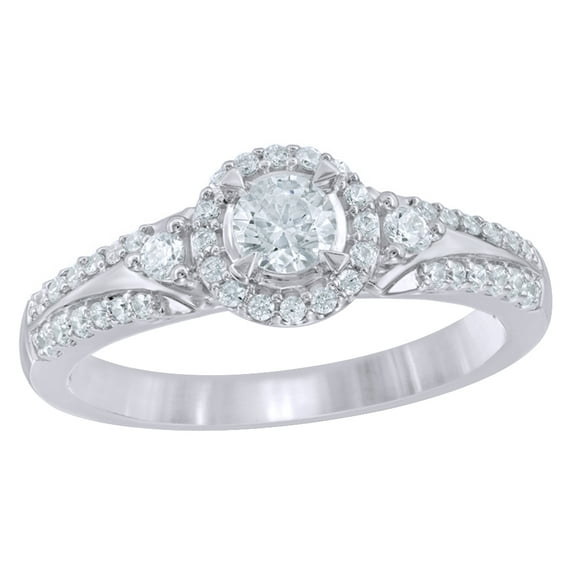 AFFY White Natural Diamond Frame Engagement Ring in 10k White Gold (0.5 Cttw) By