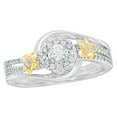 thumbnail image 1 of AFFY White Natural Diamond Frame Flower Swirl Engagement Ring in Two Tone 10k White Gold, 1 of 1