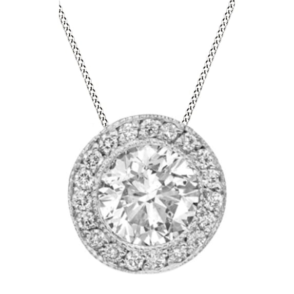 AFFY White Natural Diamond Frame Pendant in 14K White Gold (5/8 Cttw)