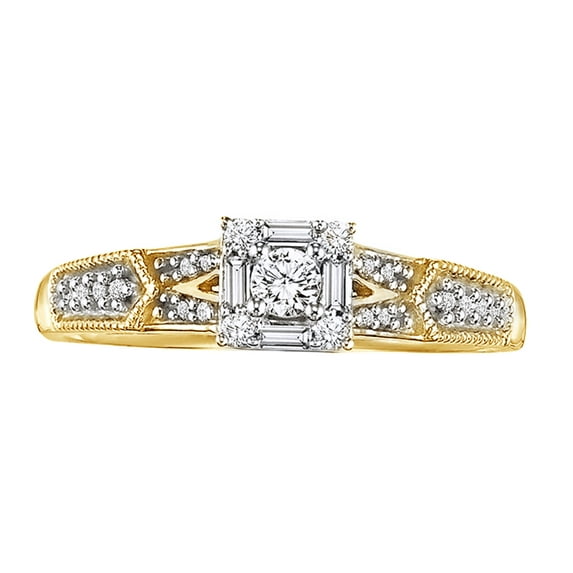 AFFY White Natural Diamond Frame Ring In Solid Gold (0.25 Cttw)