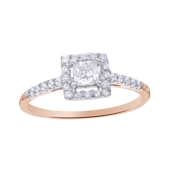 AFFY White Natural Diamond Frame Ring In Solid Gold (0.5 Cttw)