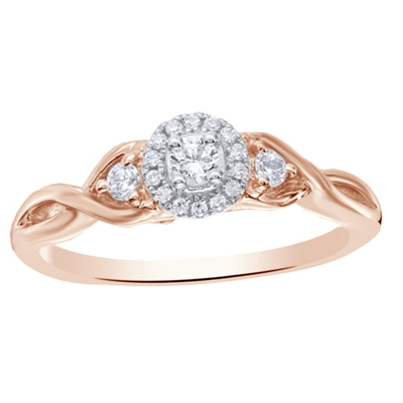AFFY White Natural Diamond Frame Ring in 10k Two-Tone Rose Gold