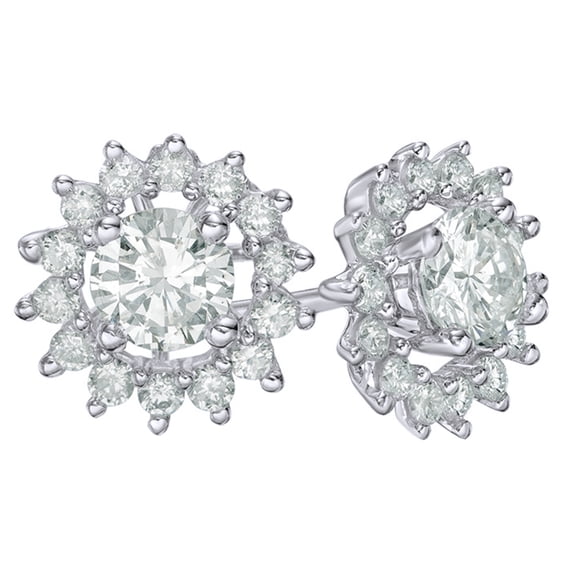 AFFY White Natural Diamond Frame Stud Earrings in 10K White Gold (0.75 Cttw)