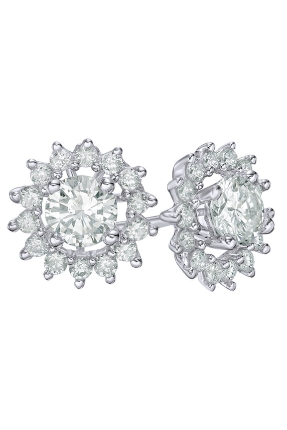 White Natural Diamond Frame Stud Earrings in 10K White Gold (0.75 Cttw)