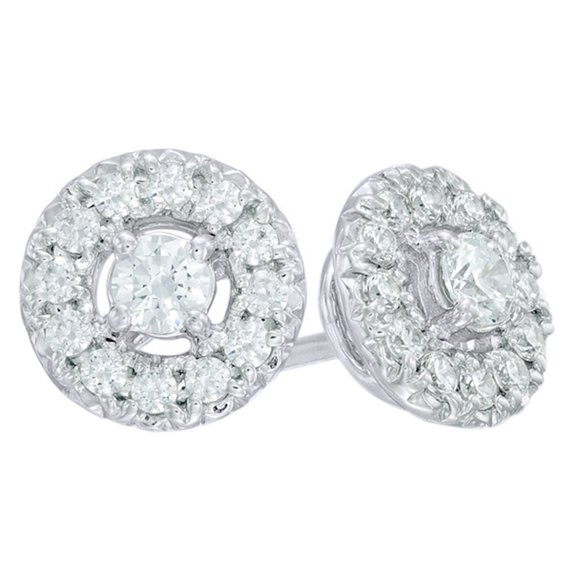 AFFY White Natural Diamond Frame Stud Earrings in 10k White Gold (0.5 Cttw )