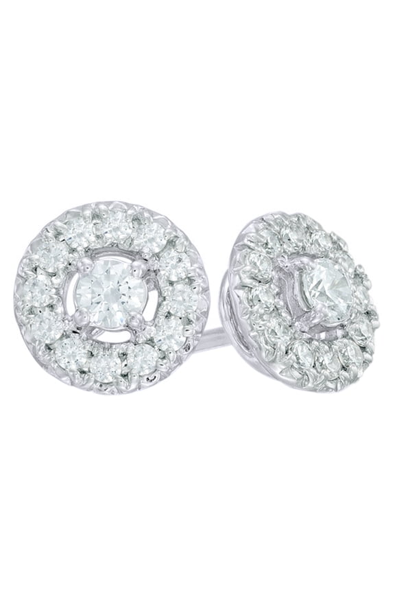White Natural Diamond Frame Stud Earrings in 10k White Gold (0.5 Cttw )
