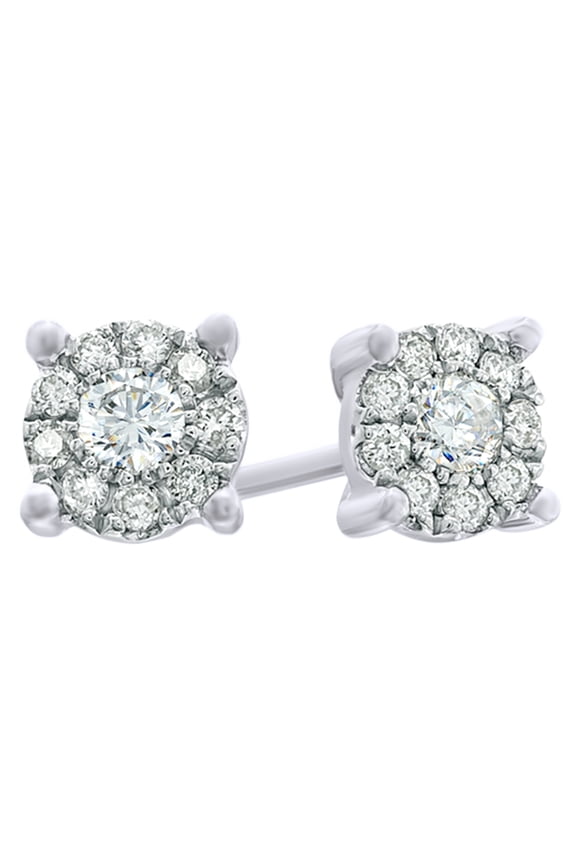 White Natural Diamond Frame Stud Earrings in 14K White Gold (0.25 Cttw )
