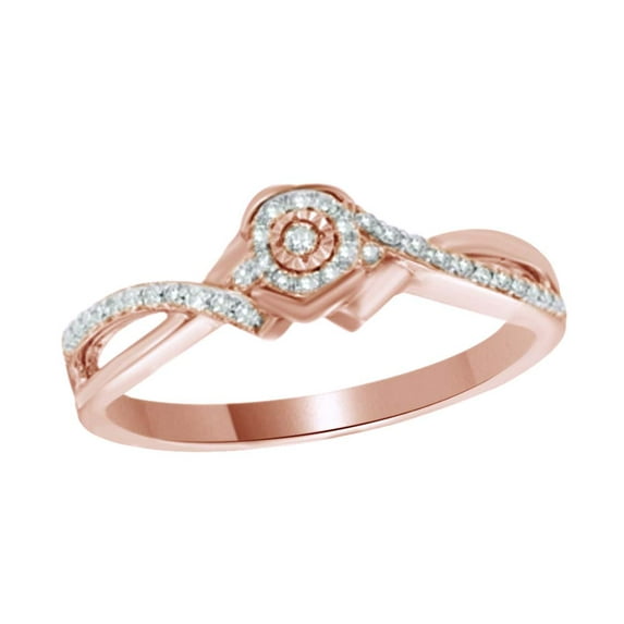 AFFY White Natural Diamond Frame Twist Promise Ring In 10k Rose Gold (0.13 Cttw)