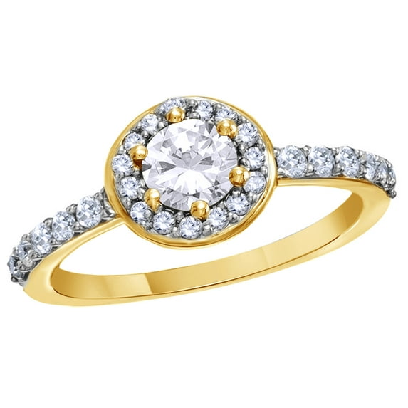 AFFY White Natural Diamond Framed Engagement Ring in 14K Yellow Gold (0.5 cttw)