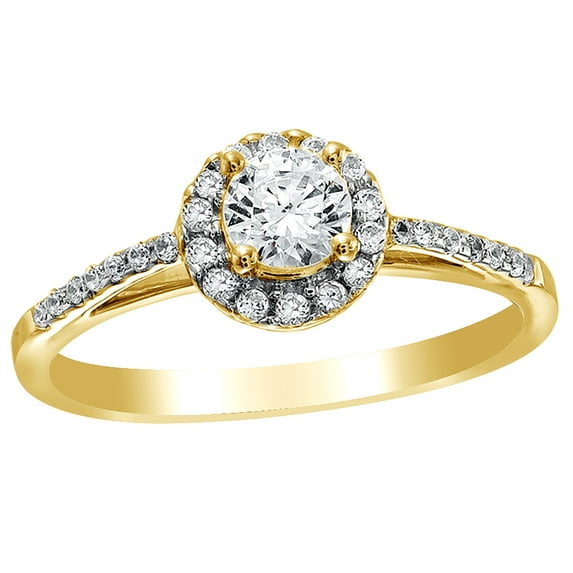 AFFY White Natural Diamond Framed Engagement Ring in 14k Yellow Gold (0.5 cttw)