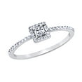 thumbnail image 1 of White Natural Diamond Framed Promise Ring in 10k White Gold (0.25 Cttw), 1 of 1