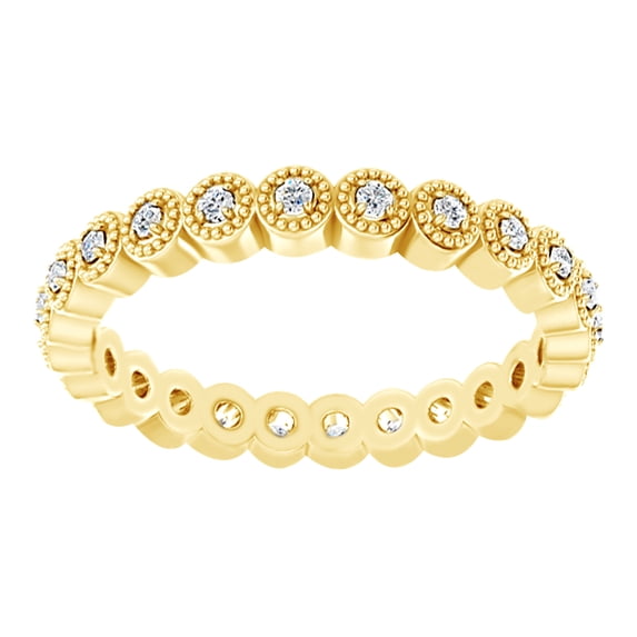 AFFY White Natural Diamond Full Eternity Band Ring In 14K Solid Yellow Gold (0.25 Ct), Ring Size-8.5