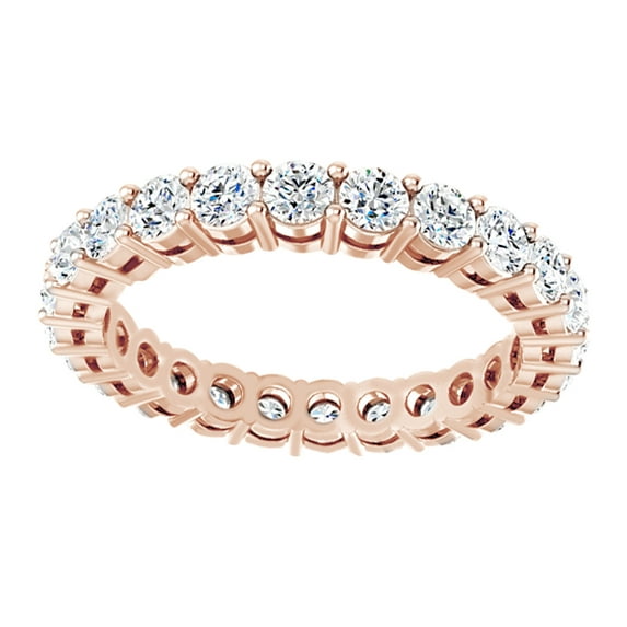 AFFY White Natural Diamond Full Eternity Engagement Band Ring In 14K Solid Rose Gold (1.75 Ct), Ring Size-11