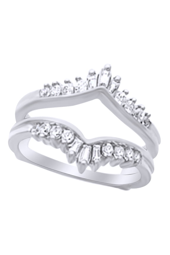 White Natural Diamond Guard Enhancer Ring in 14k White Gold (0.38 Cttw) Ring Size : 10