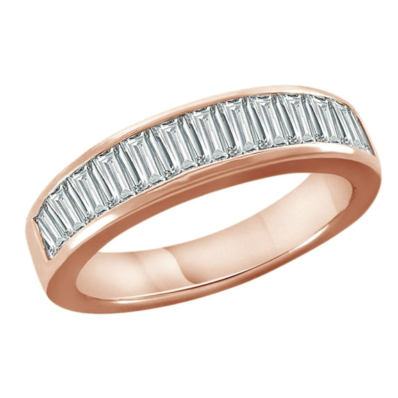 AFFY White Natural Diamond Half Eternity Ring In 14k Rose Gold (0.45 Cttw)