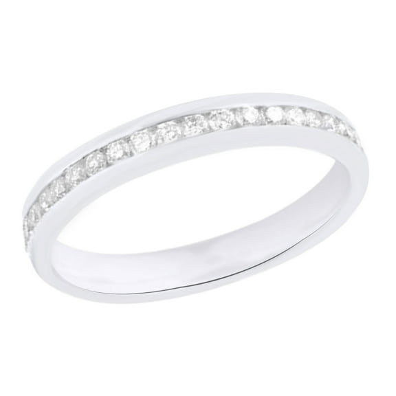 White Natural Diamond Half Eternity Ring In 14k White Gold (0.25 Cttw)
