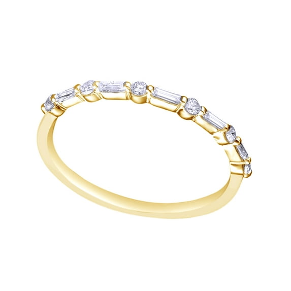 AFFY White Natural Diamond Half Eternity Wedding Band Ring In 10k Yellow Gold (0.3 Cttw)