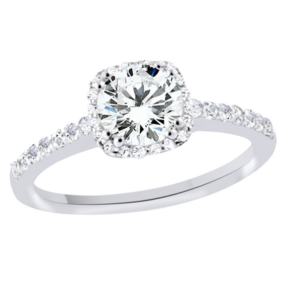 AFFY White Natural Diamond Hallo Ring In 14k White Gold (0.57 Cttw)