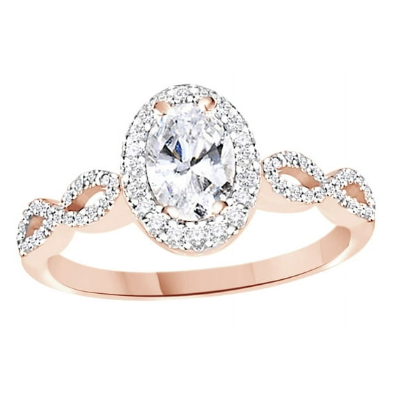 AFFY White Natural Diamond Halo Infinity Ring In 14k Rose Gold (0.73 Cttw)
