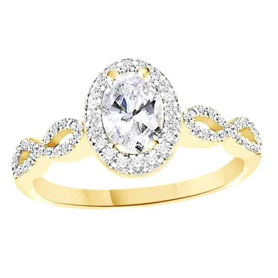 AFFY White Natural Diamond Halo Infinity Ring In 14k Yellow Gold (0.73 Cttw)