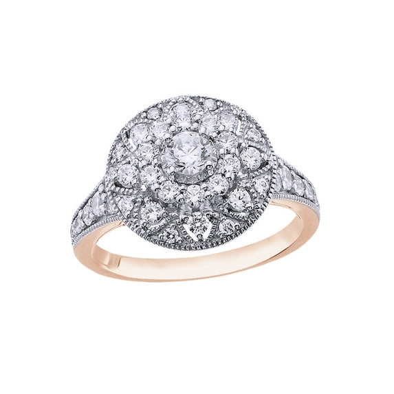 AFFY White Natural Diamond Halo Ring In 10k Rose Gold (1 Cttw)