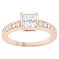 thumbnail image 1 of White Natural Diamond Halo Ring In 14k Rose Gold (0.65 Cttw) By Jewel Zone US, 1 of 1