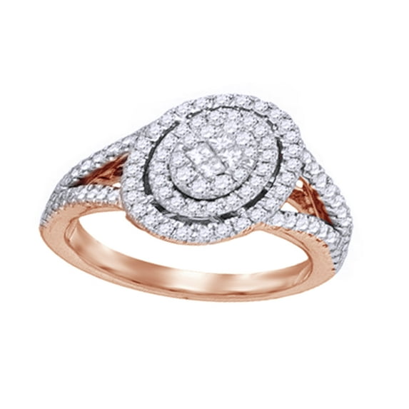 AFFY White Natural Diamond Halo Ring In Solid Gold (0.5 Cttw)