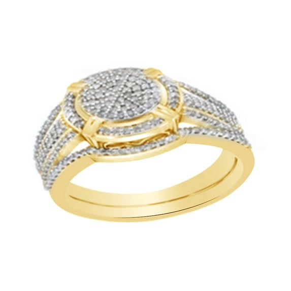 AFFY White Natural Diamond Halo Ring In Solid Gold (0.5 Cttw)