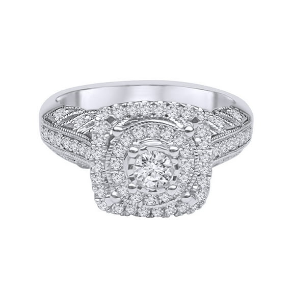 AFFY White Natural Diamond Halo Ring In Solid Gold (0.63 Cttw)